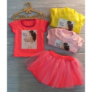 Костюм футболка с юбкой "МОМ" 13-077